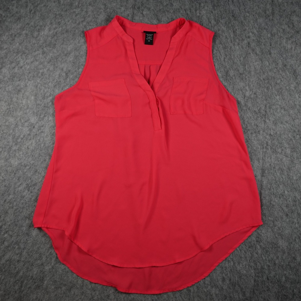 Torrid Top Women 00 Medium Pink Sleeveless V Neck Button Front Pocket Chiffon